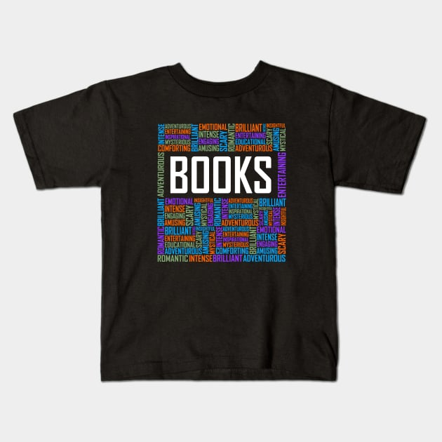 Book Words Kids T-Shirt by LetsBeginDesigns